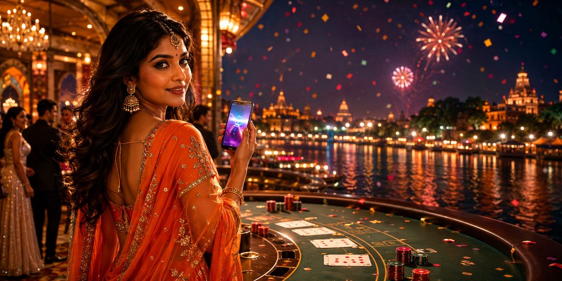 Live Baccarat game in progress at an Indian night market inspired casino