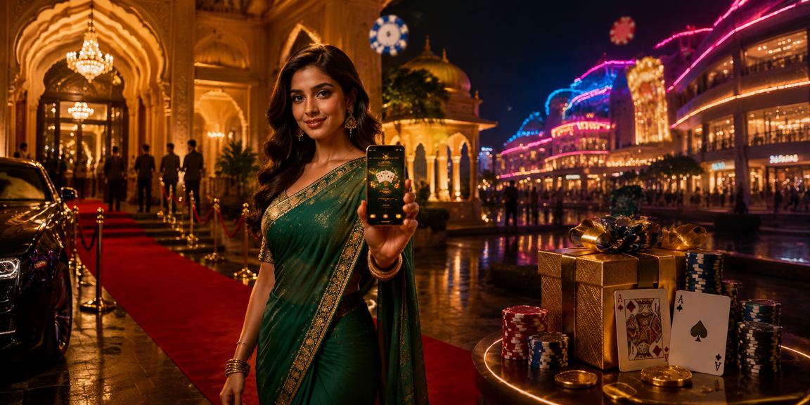 Players enjoying poker game featuring Indian traditional saree
